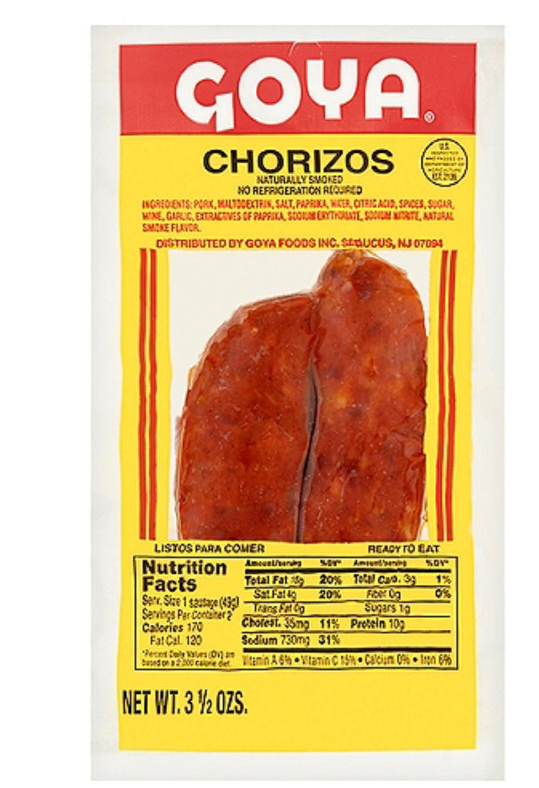 Goya Chorizos, 2 count, 3 1/2 ozs
