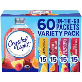 Crystal Light Lemonade, Fruit Punch, Raspberry Lemonade and Wild Strawberry Powdered Drink Mix Variety Pack (60 ct.)
