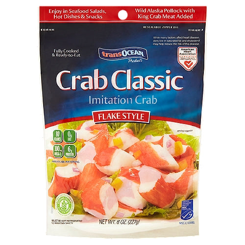 Trans Ocean Crab Classic Flake Style Imitation Crab, 8 oz