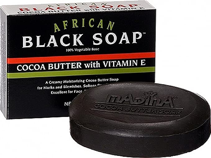 MADINA African Black Soap Cocoa Butter with Vitamin E