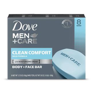 Dove Men+Care Clean Comfort Body & Face Bar Soap - 8pk - 3.75oz each