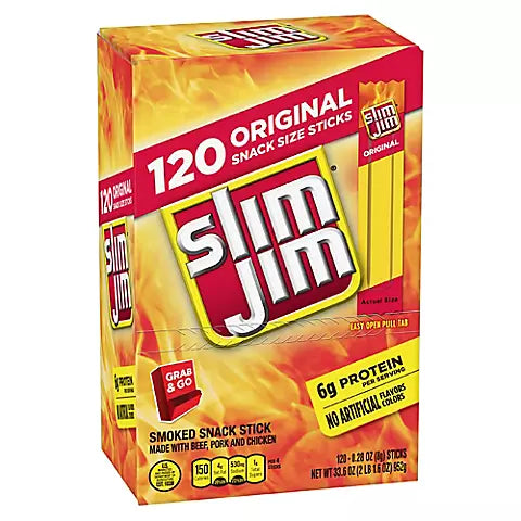 Slim Jim Smoked Snack Sticks, 120 ct. 0.28 oz.