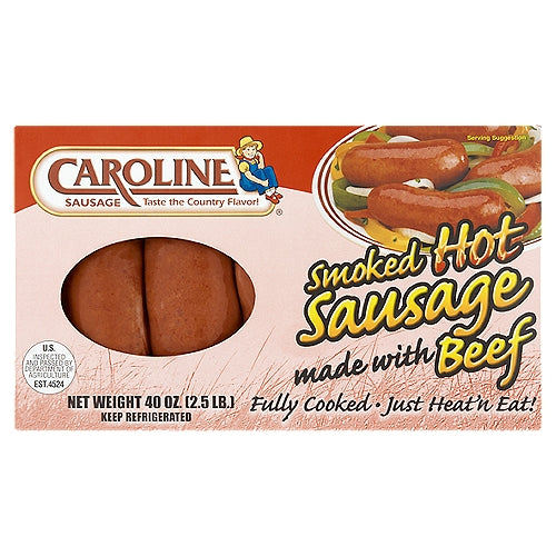 Caroline Smoked Hot, Sausage , 40 Ounce