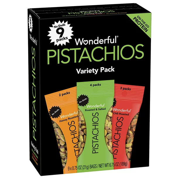 Wonderful Pistachios , No Shell Nuts, Variety Pack