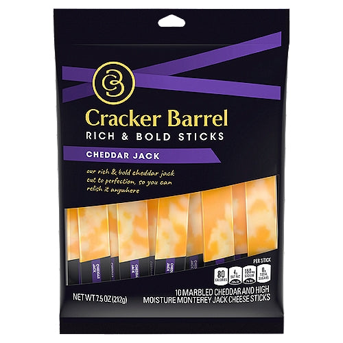 Cracker Barrel Rich & Bold Cheddar Jack Marbled, Cheese Snacks, 7.5 Ounce
