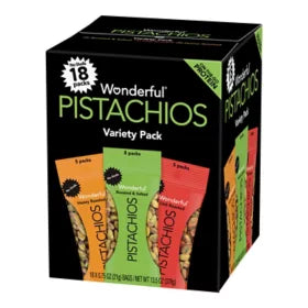 Wonderful Pistachios No Shells Variety Pack 0.75 oz., 18 pk.