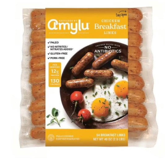 Amylu Antibiotic Free Chicken Breakfast Links Sausage, 48 oz. 54 ct