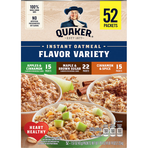Quaker Variety Instant Oats Hot Cereal 52 each